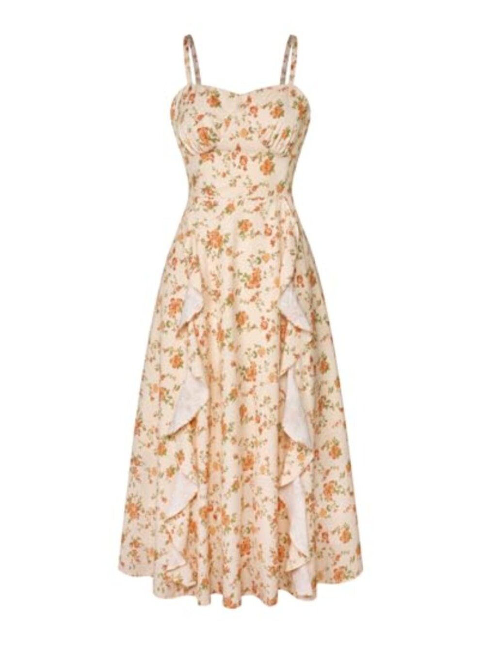 Boho Floral Maxi Dress Spaghetti Strap Ruffle Empire Waist Wedding Guest